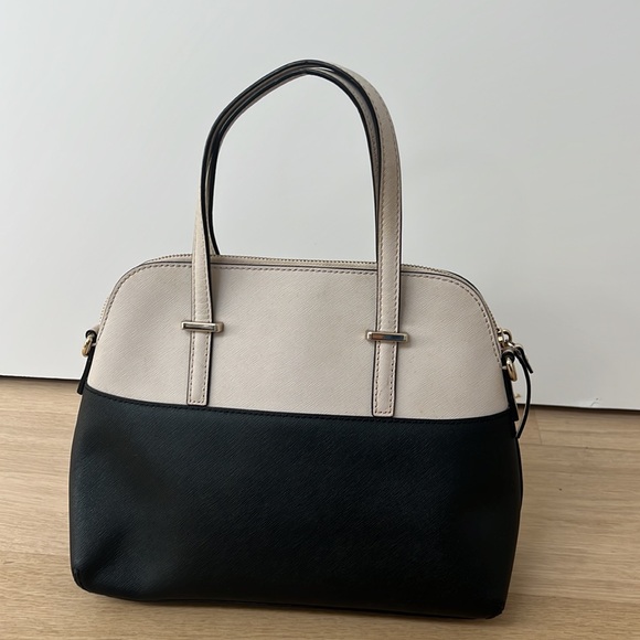 Kate Spade Sadie Dome Satchel in black and cream - Picture 2 of 4